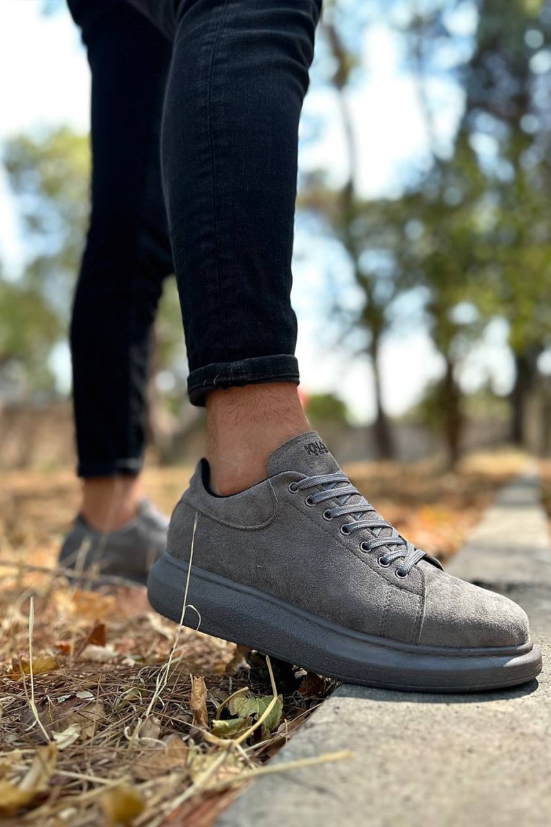 Mens Sneakers - Gray Suede - 044
