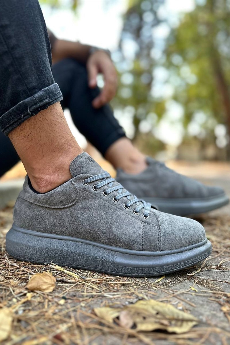 Mens Sneakers - Gray Suede - 044
