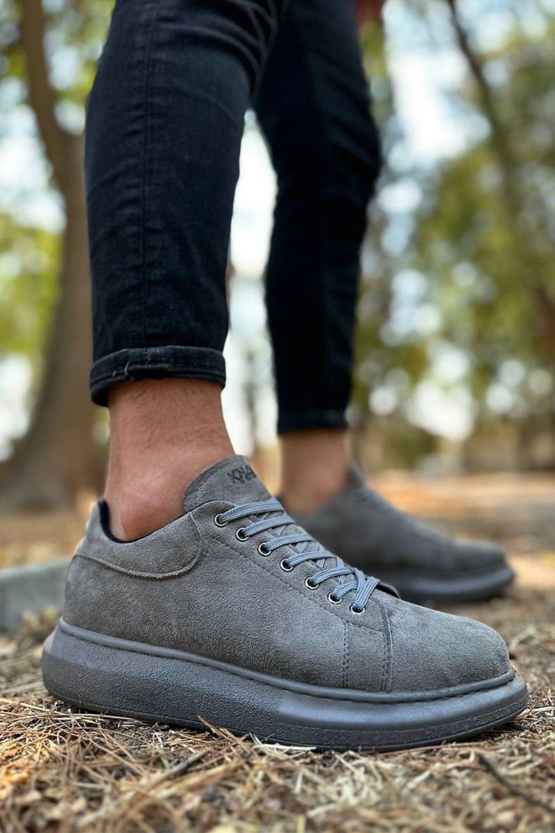 Mens Sneakers - Gray Suede - 044