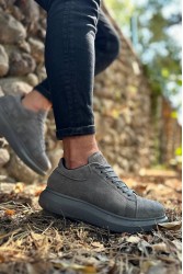 Mens Sneakers - Gray Suede - 044