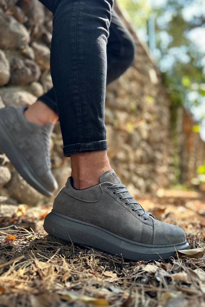Mens Sneakers - Gray Suede - 044