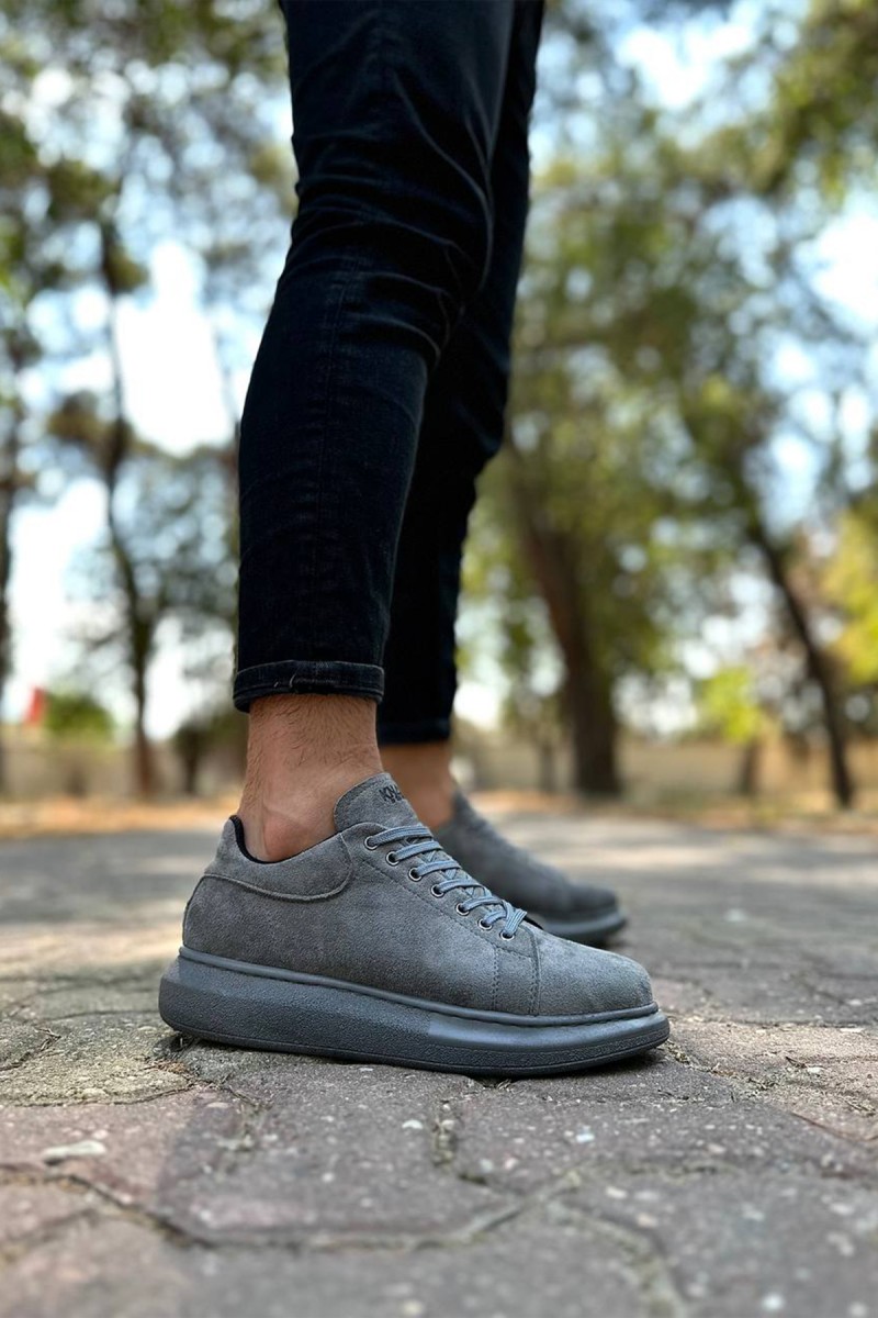 Mens Sneakers - Gray Suede - 044
