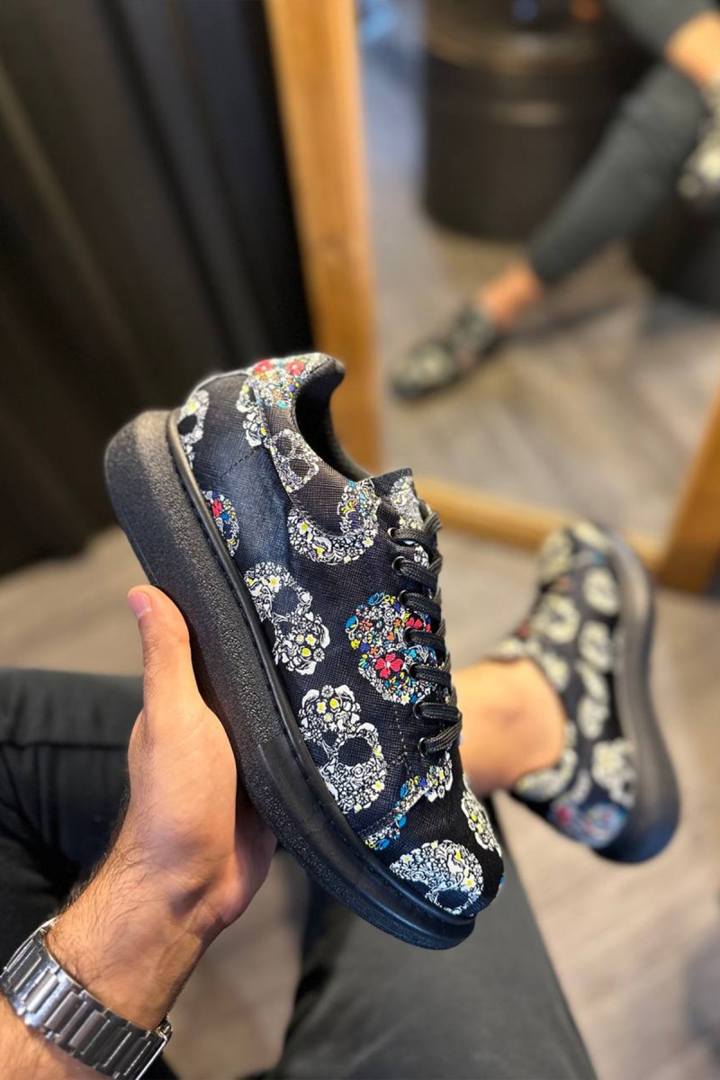Mens Sneakers - Black Skull - 046