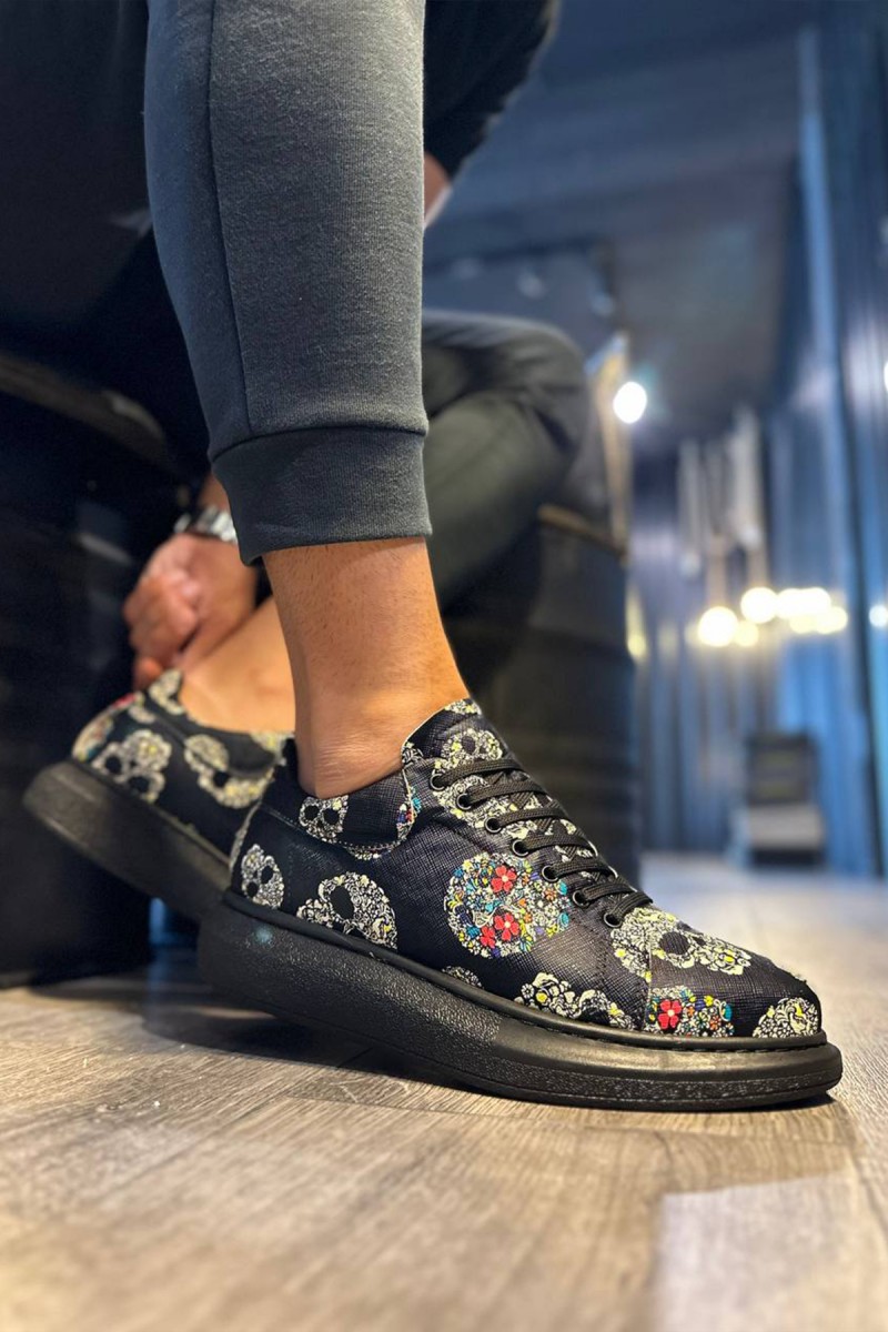 Mens Sneakers - Black Skull - 046