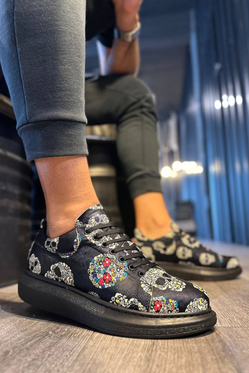 Mens Sneakers - Black Skull - 046