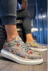 Mens Sneakers - Gray Skull - 046