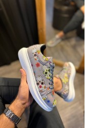 Mens Sneakers - Gray Skull - 046