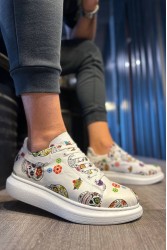 Mens Sneakers - White Skull - 046