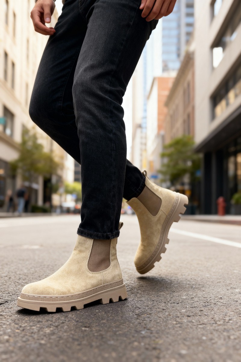Men’s Boots - Beige Suede - 113 Men’s Boots - Beige Suede - 113