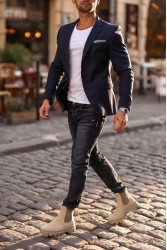 Men’s Boots - Beige Suede - 113