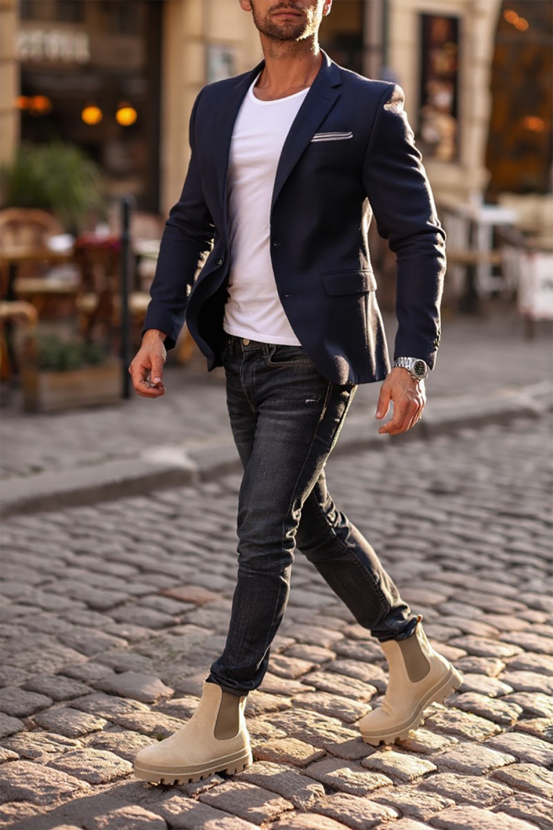Men’s Boots - Beige Suede - 113