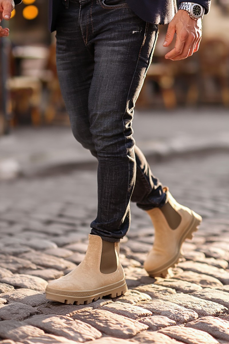 Men’s Boots - Beige Suede - 113