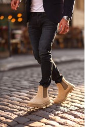 Men’s Boots - Beige Suede - 113