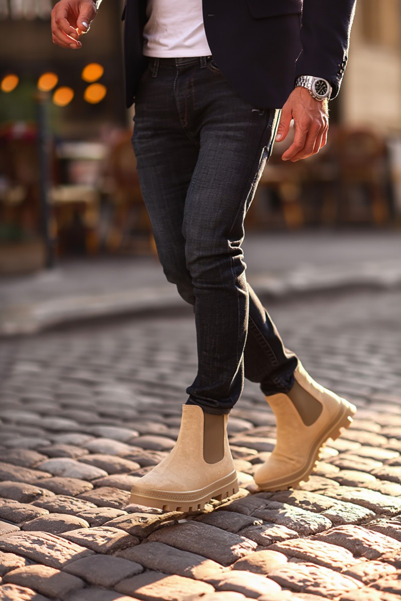 Men’s Boots - Beige Suede - 113