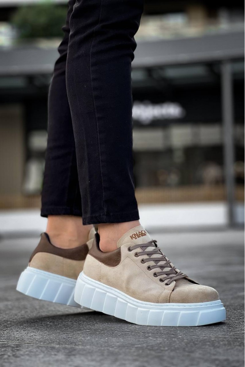 Mens Sneakers - Beige Suede - 144