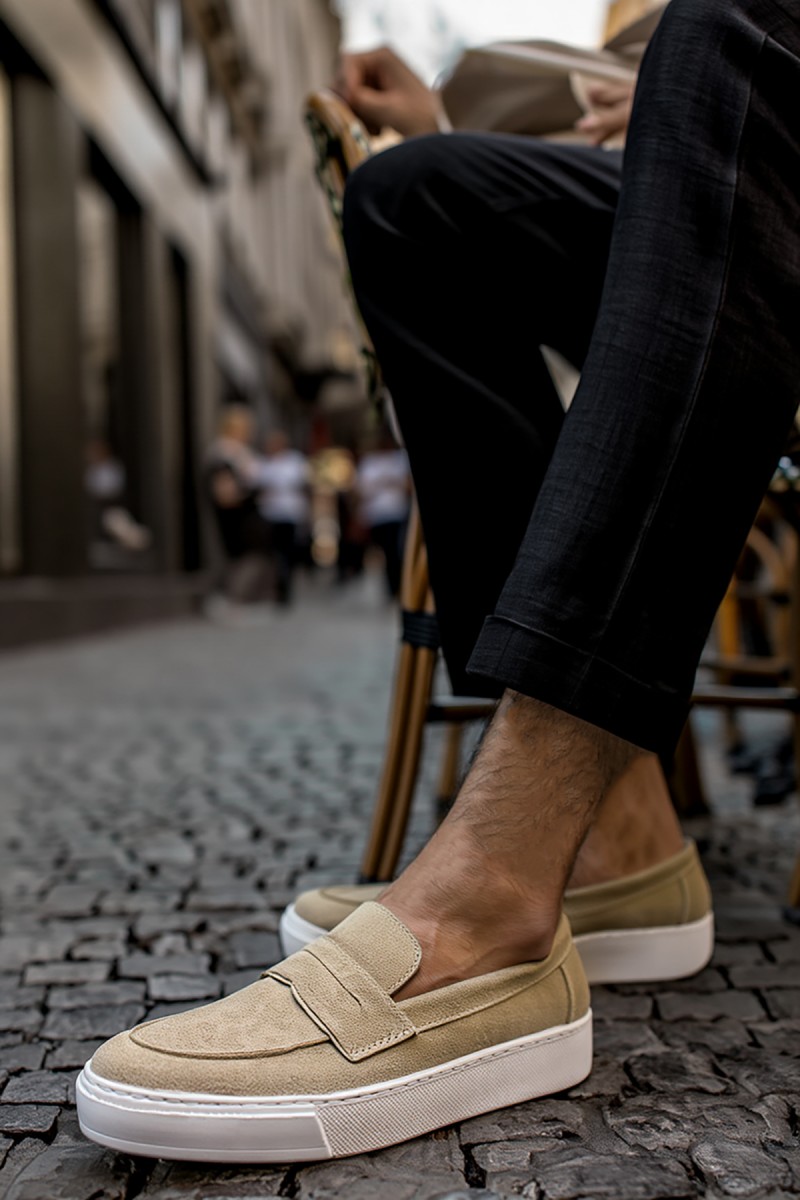 Mens Loafer - Beige Suede - 400