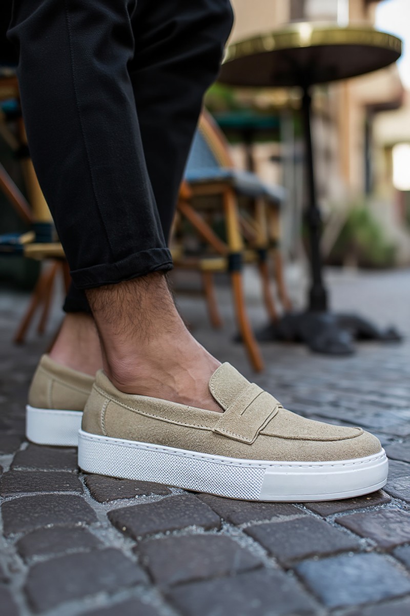 Mens Loafer - Beige Suede - 400