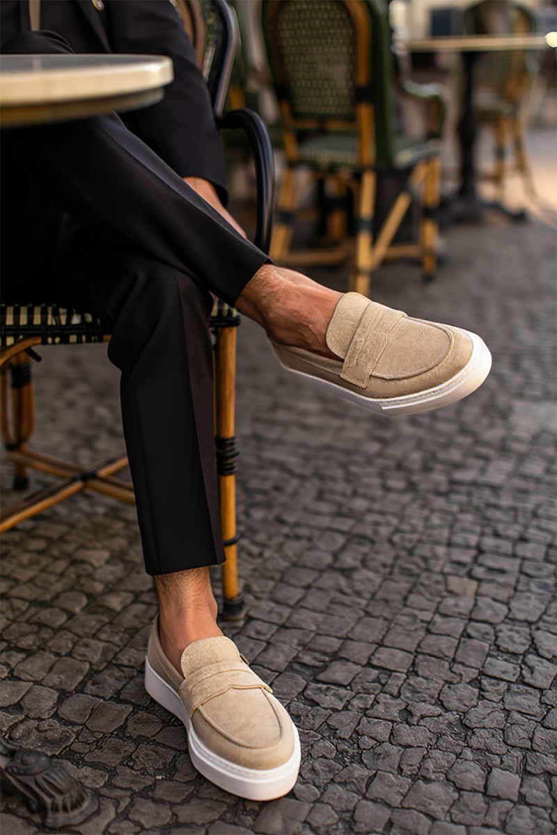 Mens Loafer - Beige Suede - 400