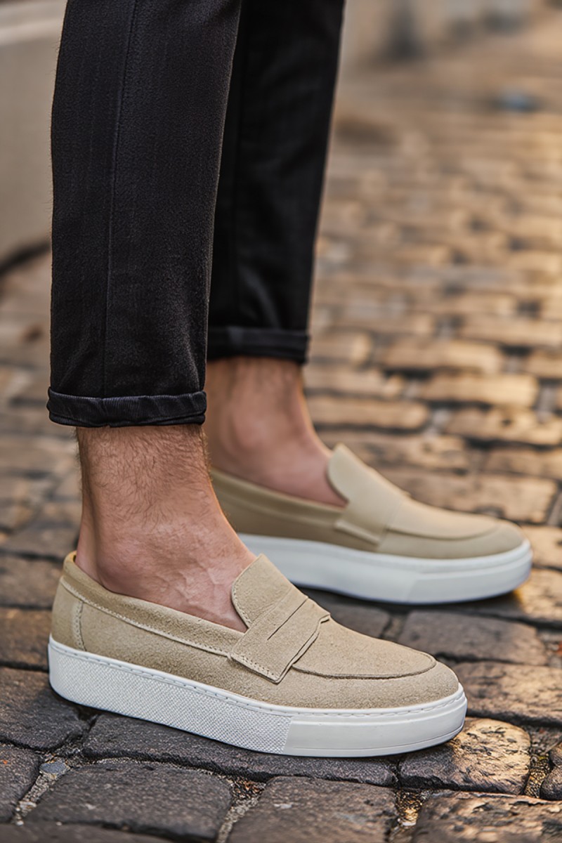 Mens Loafer - Beige Suede - 400