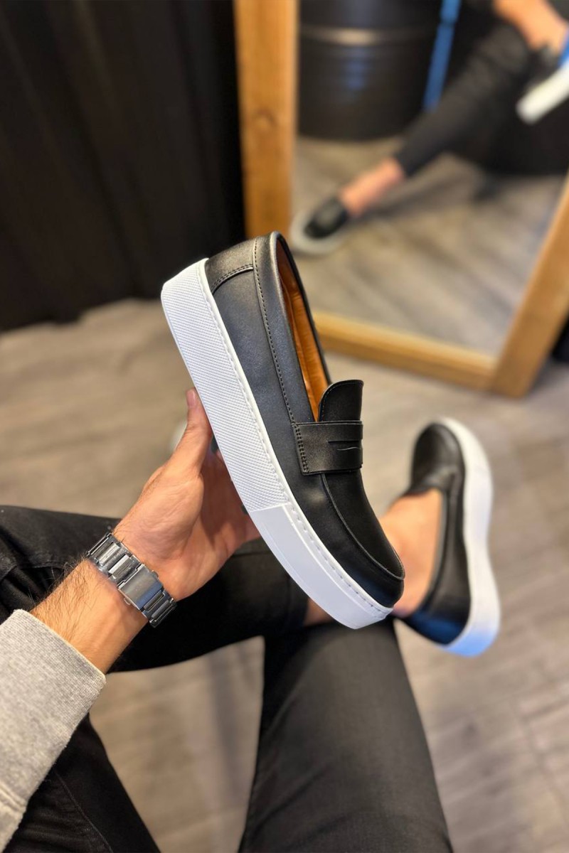 Mens Loafer - Black White - 400