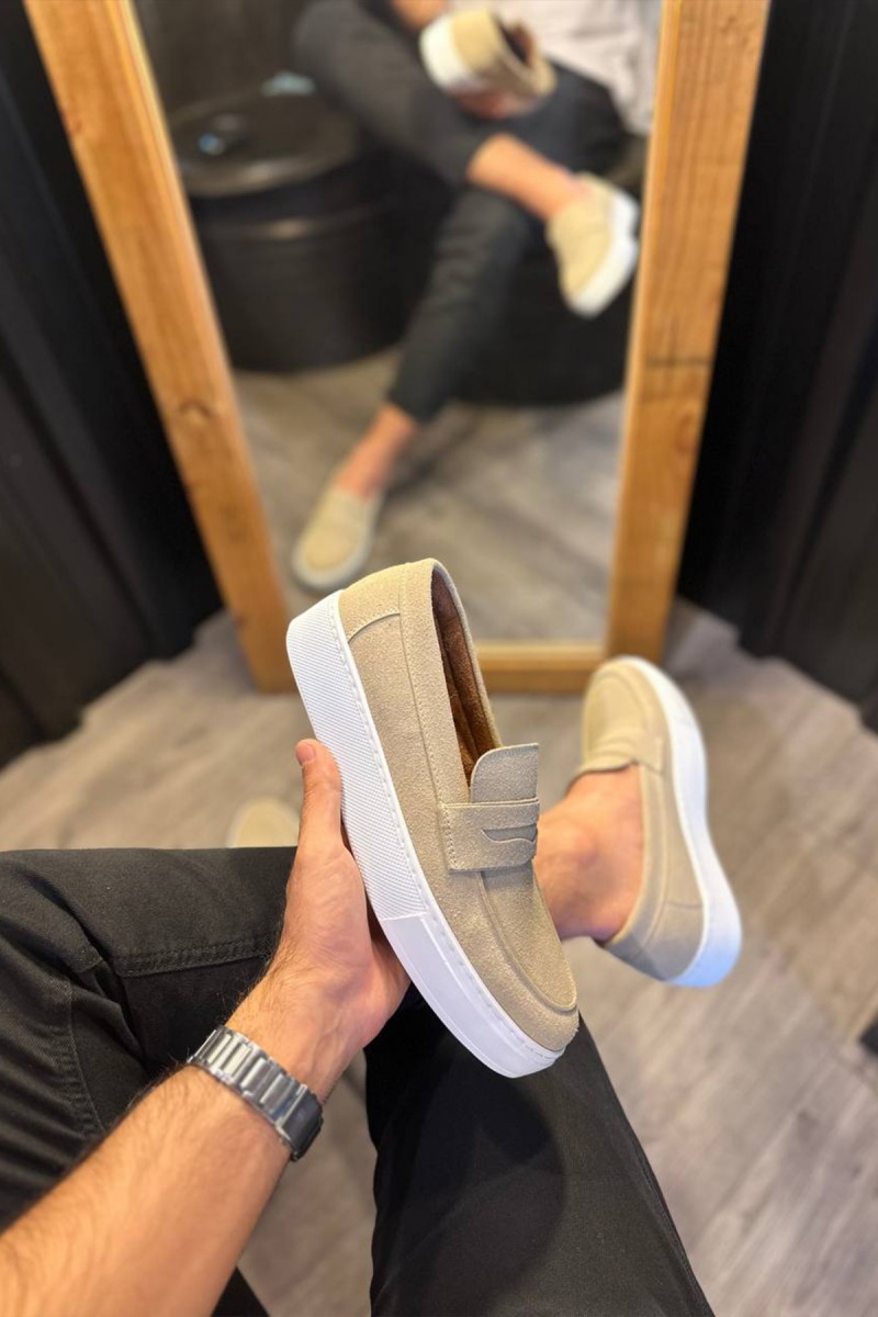 Mens Loafer - Beige Suede - 400