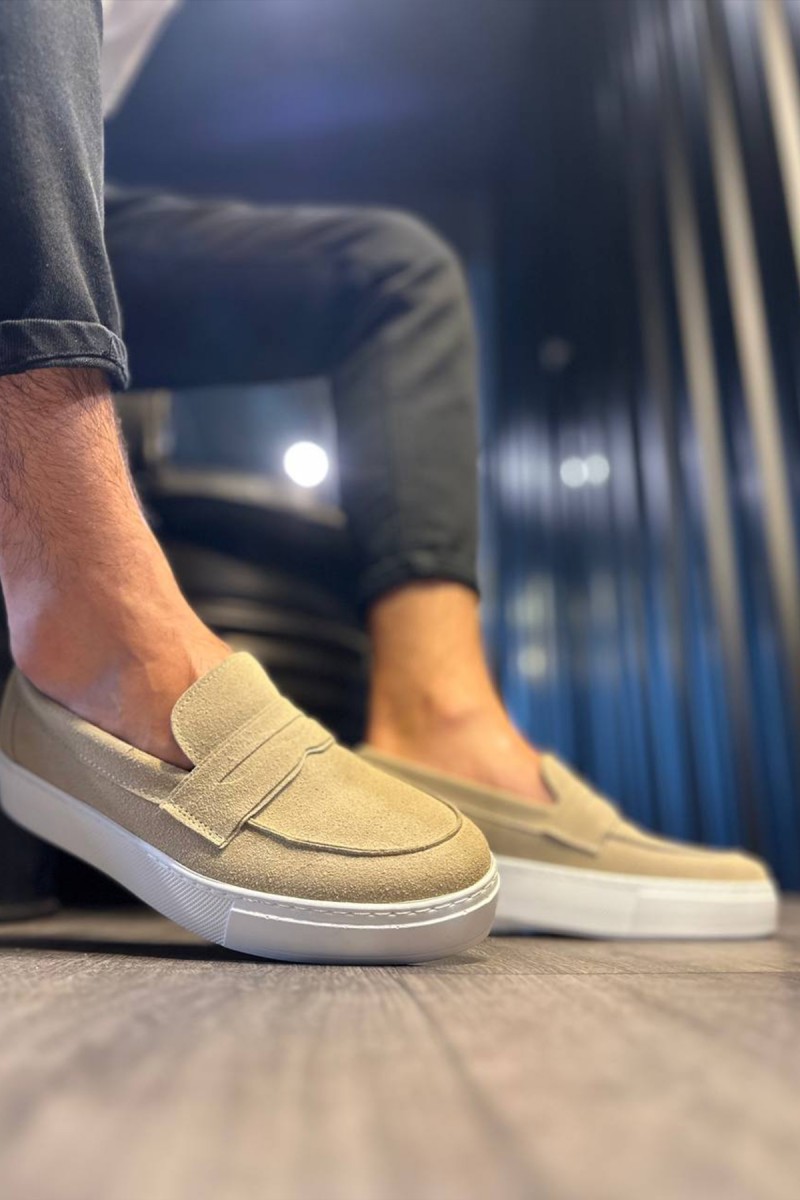 Mens Loafer - Beige Suede - 400