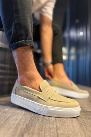 Mens Loafer - Beige Suede - 400