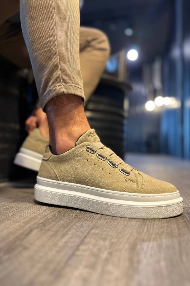 Mens Casual Shoes - Beige Suede - 521