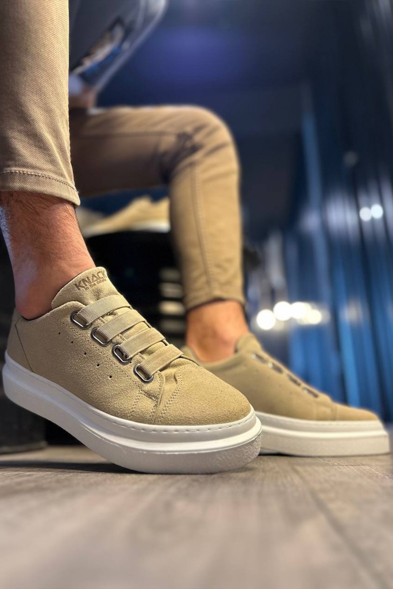 Mens Casual Shoes - Beige Suede - 521