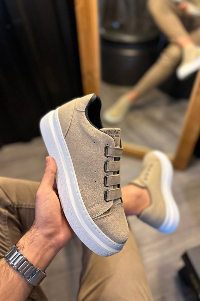 Mens Casual Shoes - Beige Suede - 521