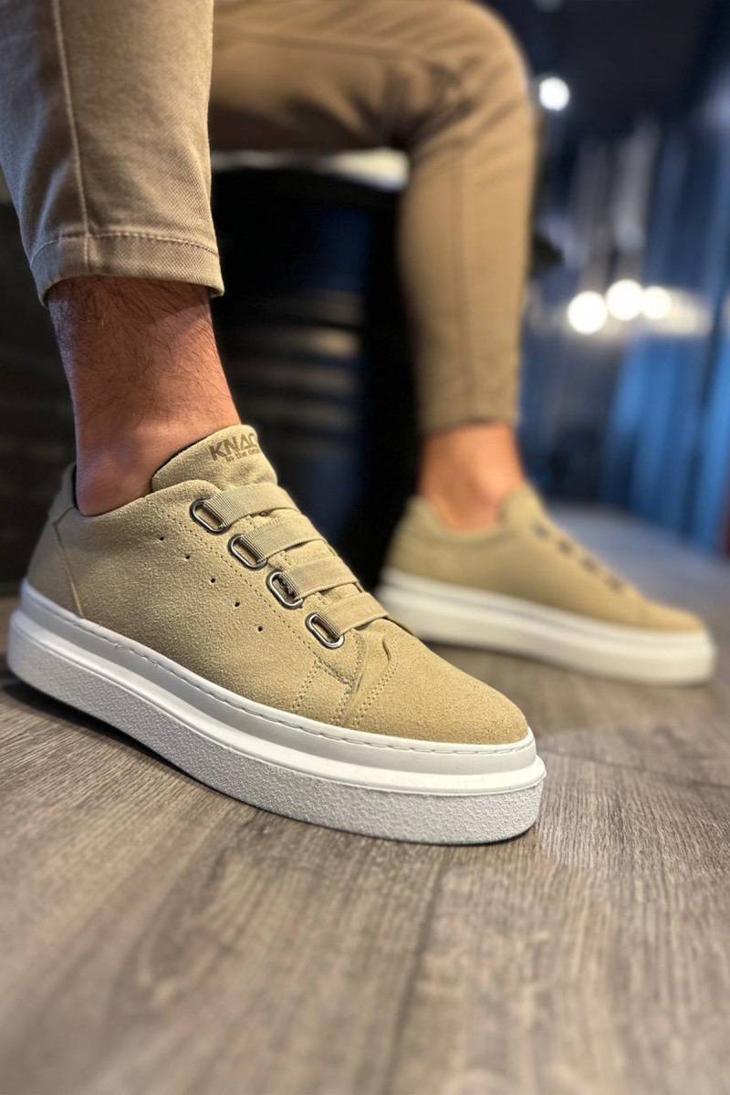Mens Casual Shoes - Beige Suede - 521