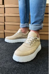 Mens Sneakers - Beige Suede - 600