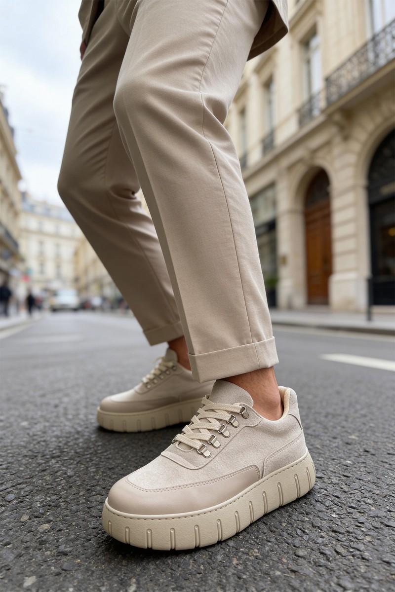 Mens Sneakers - Beige Suede - 600
