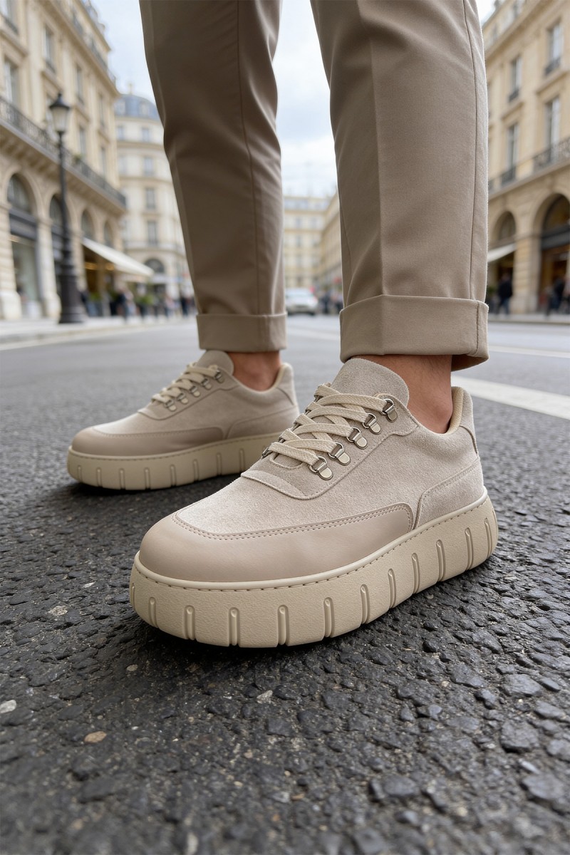 Mens Sneakers - Beige Suede - 600