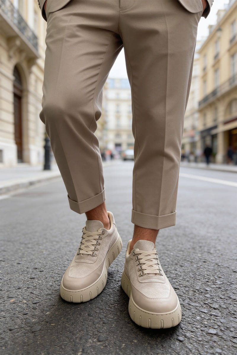 Mens Sneakers - Beige Suede - 600