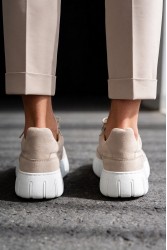 Mens Sneakers - Beige Suede White - 600