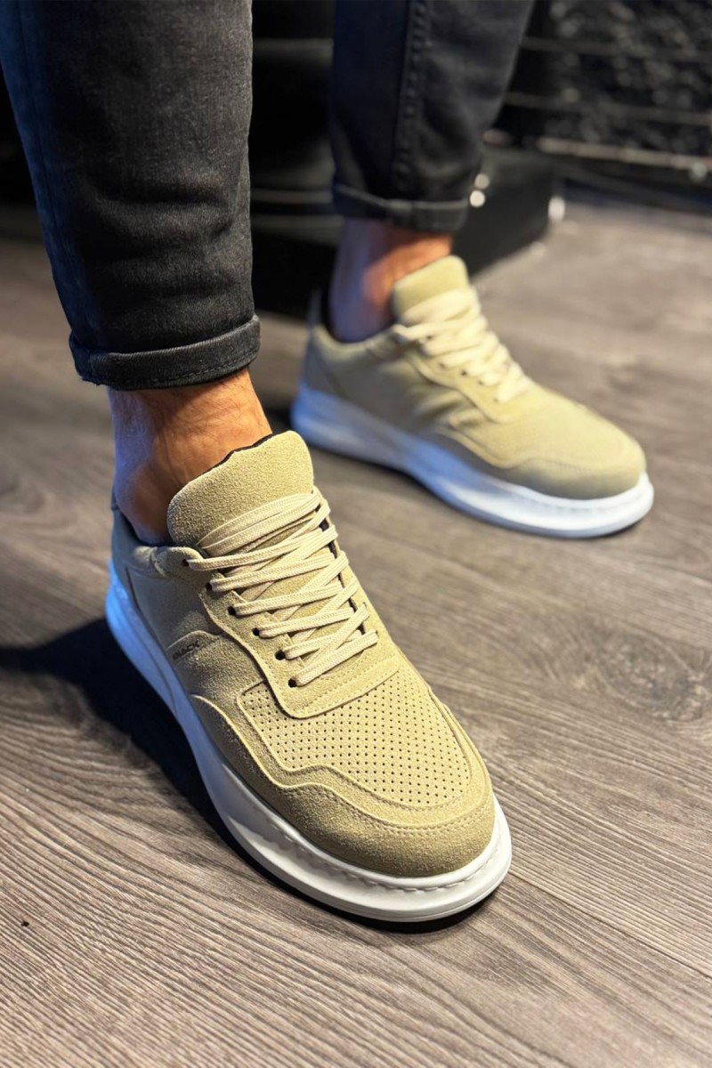 Mens Sneakers - Beige Suede - 707