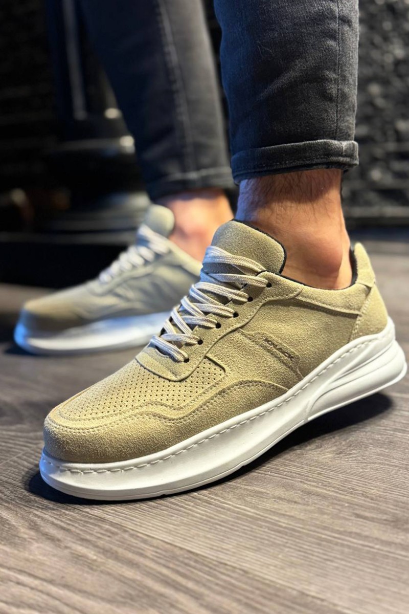 Mens Sneakers - Beige Suede - 707