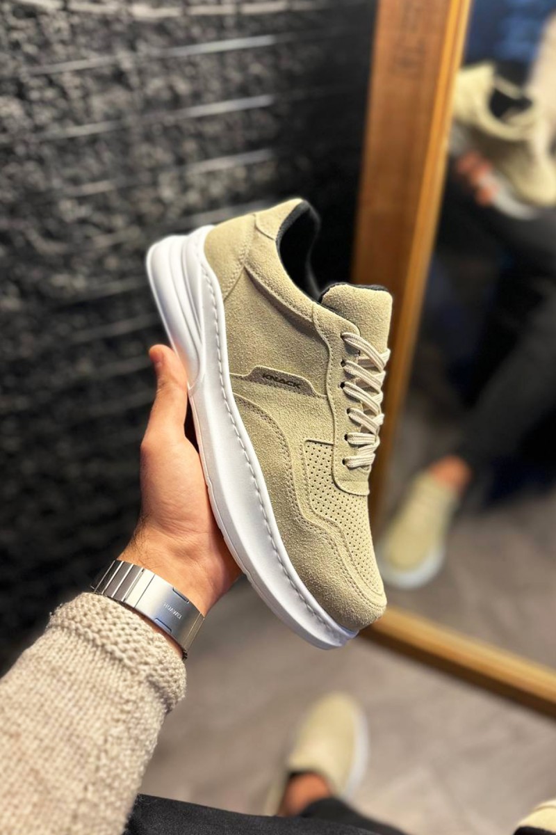 Mens Sneakers - Beige Suede - 707