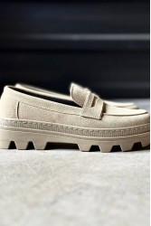 Mens Loafer - Beige Suede - 779