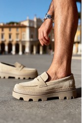 Mens Loafer - Beige Suede - 779