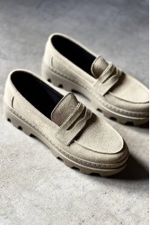 Mens Loafer - Beige Suede - 779