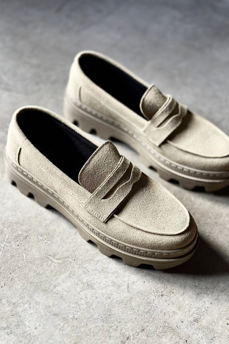 Mens Loafer - Beige Suede - 779