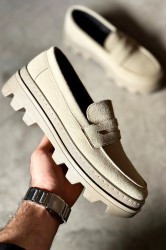 Mens Loafer - Beige Suede - 779