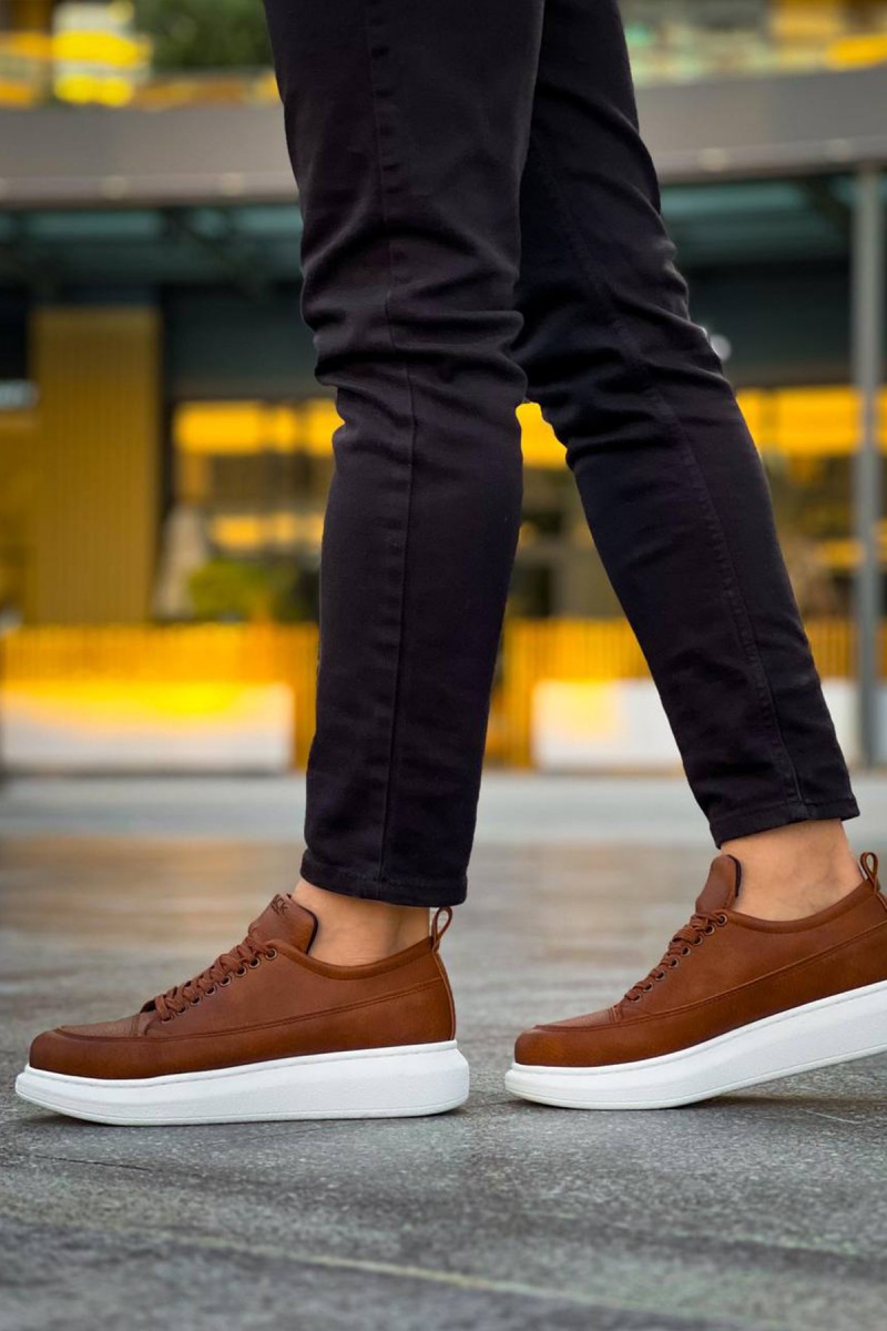 Mens Sneakers - Tan White - 814