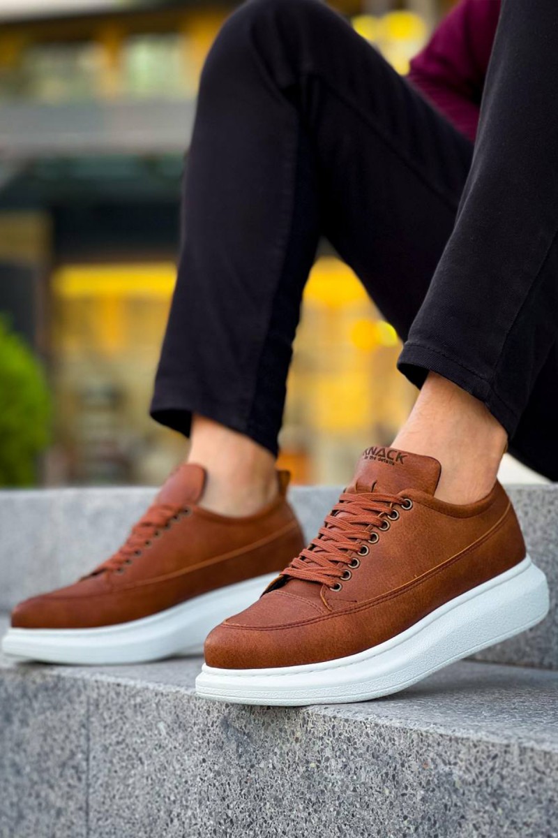 Mens Sneakers - Tan White - 814