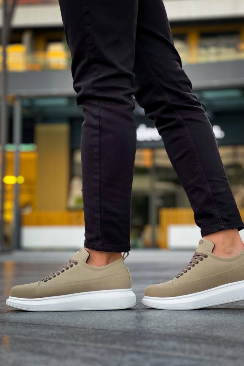 Mens Sneakers - Beige Suede - 814