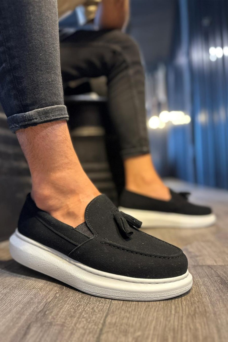 Mens Classic Shoes - Black White Suede - 818