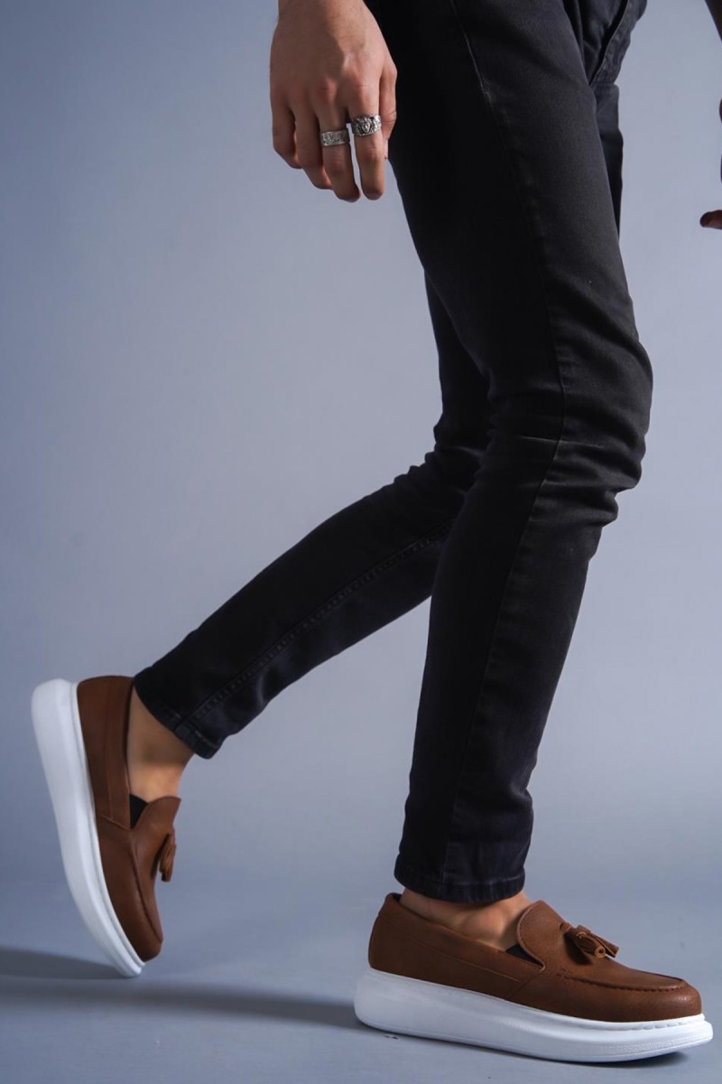 Mens Classic Shoes - Tan White - 818
