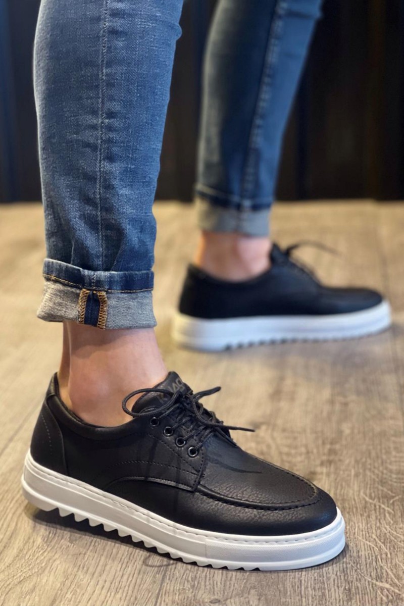 Mens Casual Shoes - Black White - T12